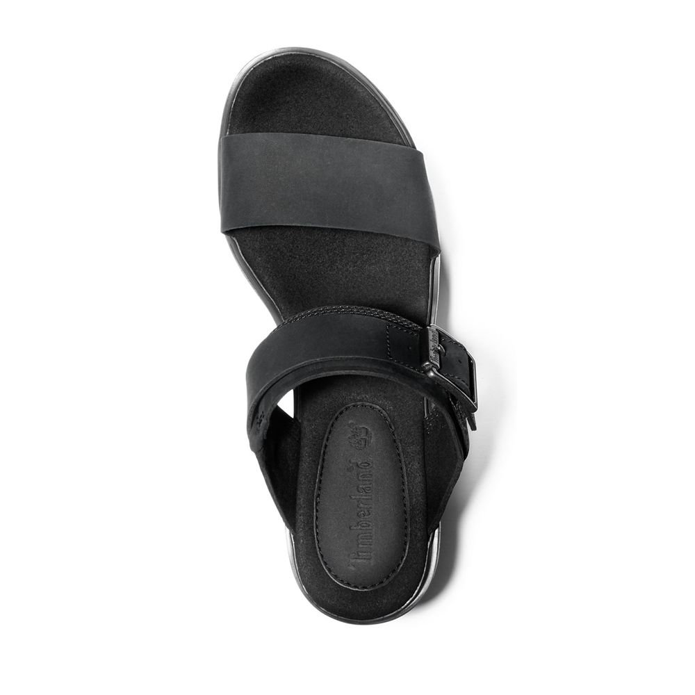 Timberland Womens Sandals Koralyn Wedge - Black/White - India TM3501642